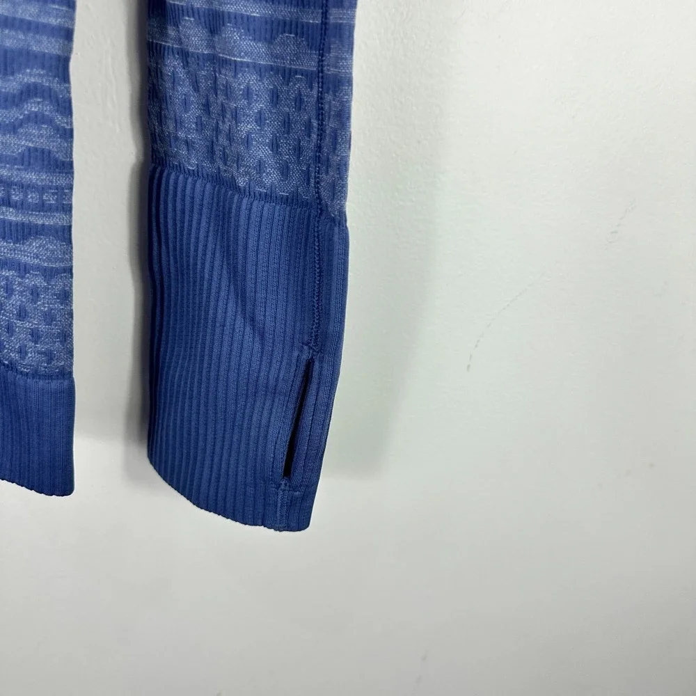 Lululemon Rest Less Hoodie‎ Pullover Women Size 2 Gatsby Blue Seamless Running